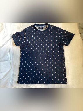 Michael Brandon Navy Short Sleeve Tee with Pink Pineapple Print